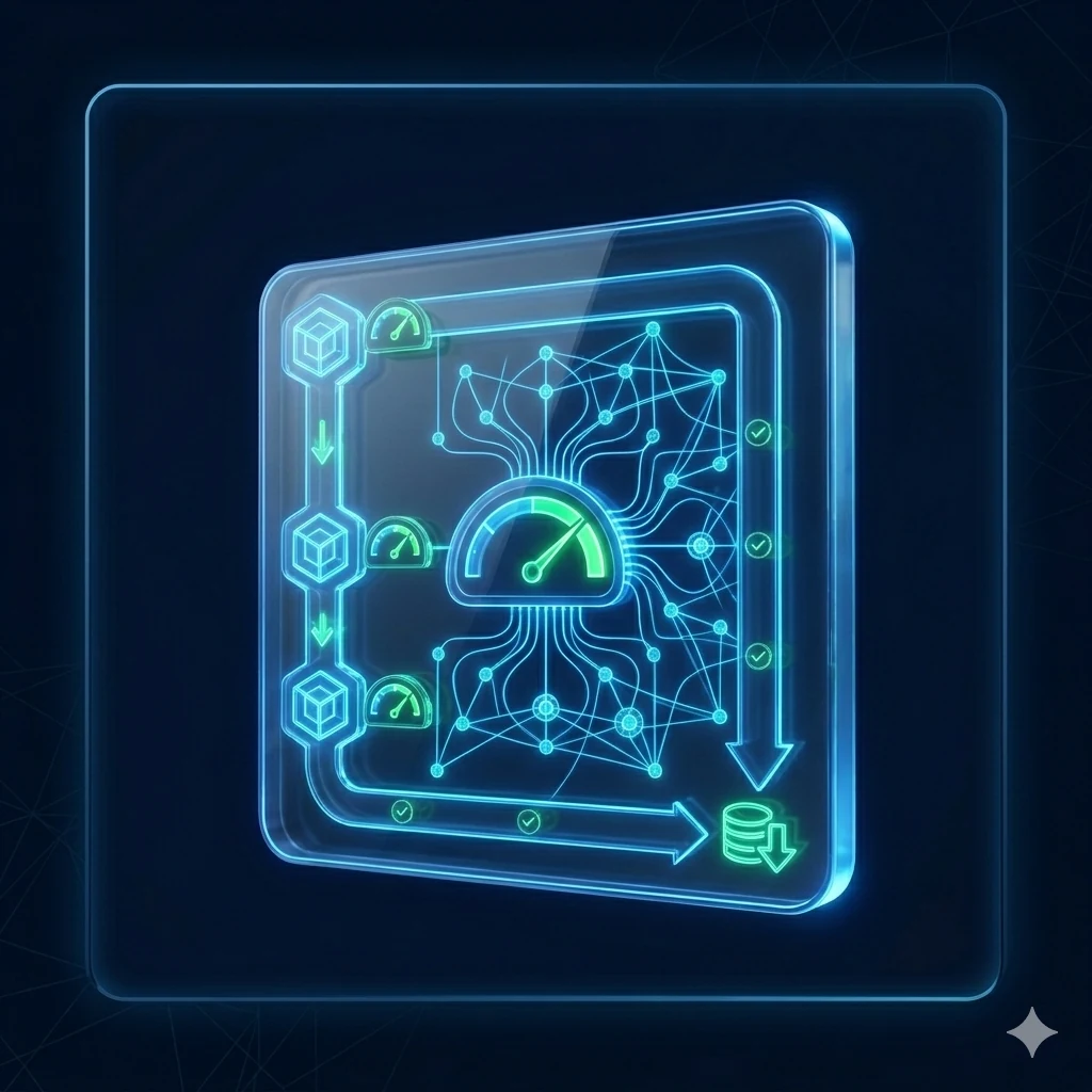 Abstract efficiency and token optimization visual