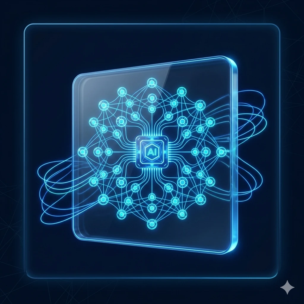 Abstract memory engine visual with connected nodes