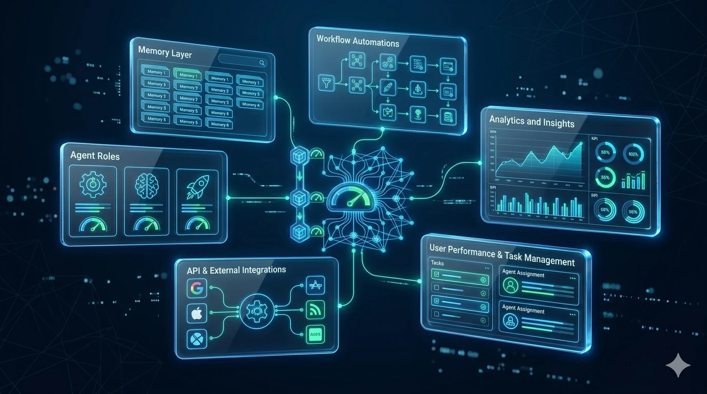Abstract operator workflow dashboard visual